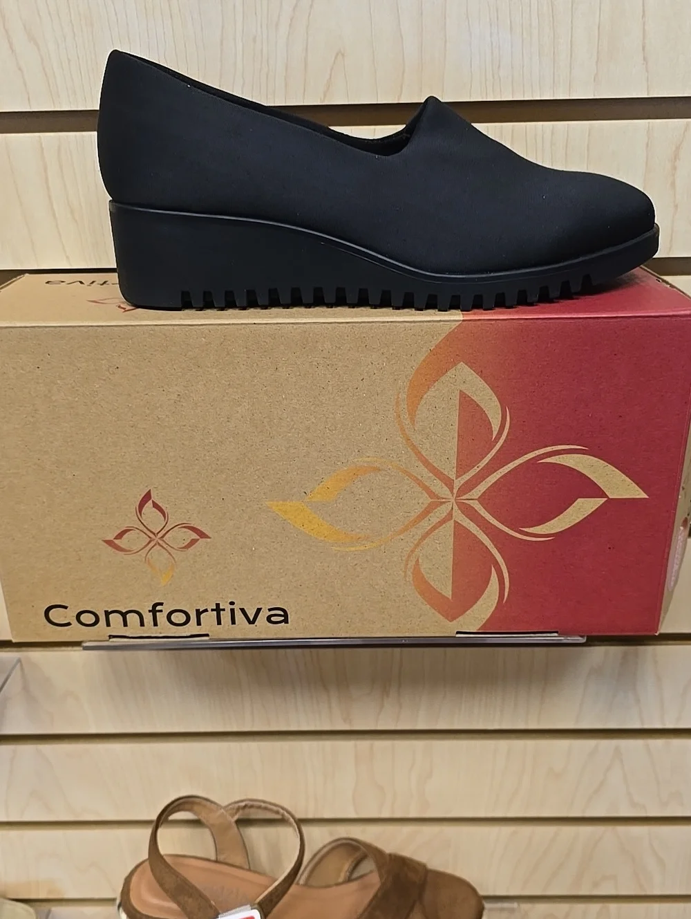 Comfortiva Black Slip-On Wedge Loafer